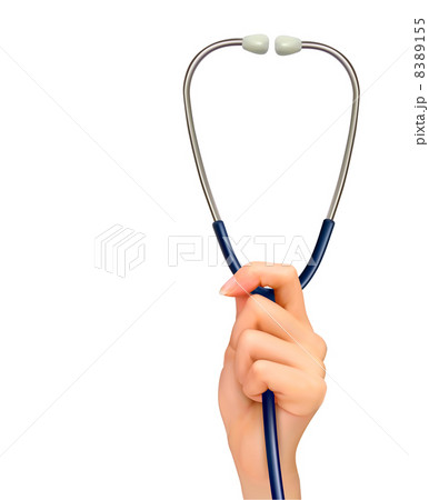 Background with hand holding a stethoscope. Vector. Background with hand holding a stethoscope. Vector. 8389155