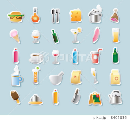 Sticker icons for food and drinks 8405036