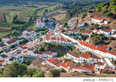 Aljezur village street scene in Portugal. View from above. 8406371