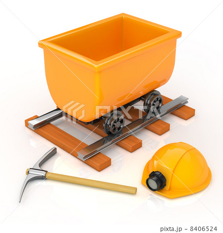 トロッコにつるはしとヘルメット トロッコにつるはしとヘルメット 8406524