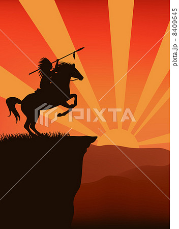 native american on the cliff - wild west background 8409645