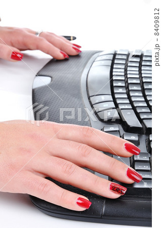 Female hands typing Female hands typing 8409812