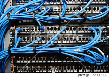 Server panel with cables and connectors 8411655