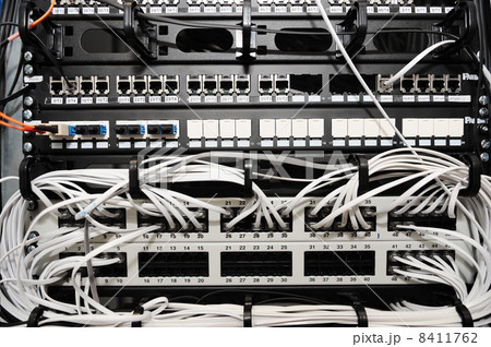 Server panel with cables and connectors 8411762