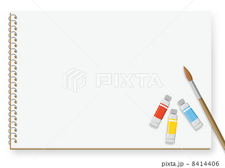絵の具と筆とスケッチブックのイラスト素材 8414406 Pixta