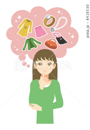 欲しい物を考える女性のイラスト素材