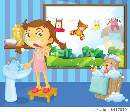 A child brushing her teeth 8417030