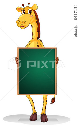 A giraffe holding an empty board 8417154
