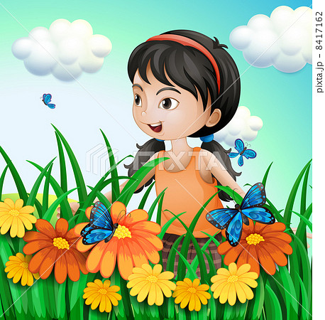A girl in the garden with butterflies A girl in the garden with butterflies 8417162
