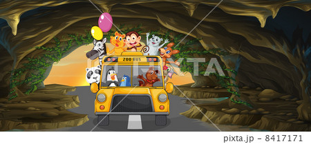 A bus full of animals inside the cave A bus full of animals inside the cave 8417171