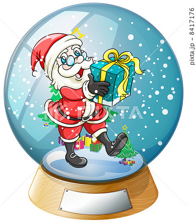 Santa Claus holding a gift inside the snow ball 8417176