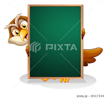 An owl hiding at the back of a blackboard 8417244