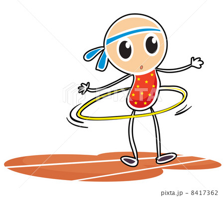 A sketch of a young girl with a hula hoop 8417362
