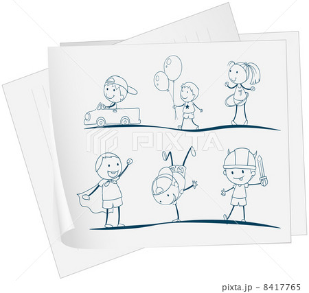 A paper with a sketch of kids playing 8417765