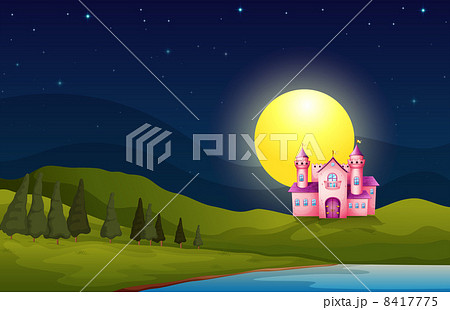A pink castle in the hill 8417775