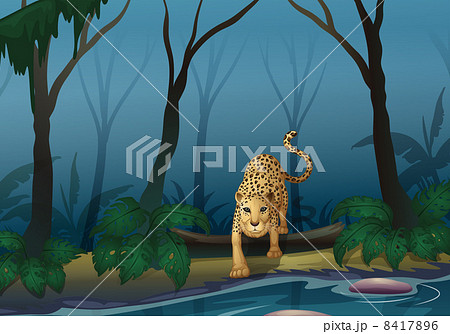 A leopard in the middle of the forest 8417896