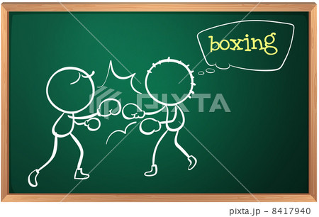 A blackboard with a drawing of two boys playing boxing A blackboard with a drawing of two boys playing boxing 8417940