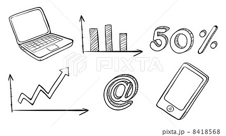A laptop, graph, phone and other symbols A laptop, graph, phone and other symbols 8418568
