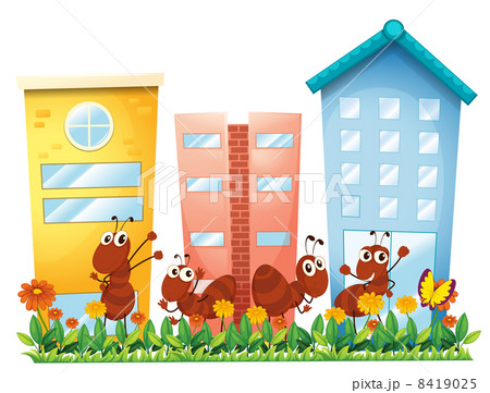 A garden with ants and a butterfly 8419025