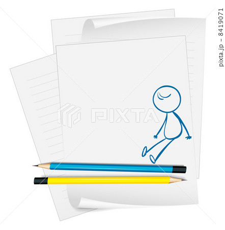 A paper with an image of a man sitting down 8419071