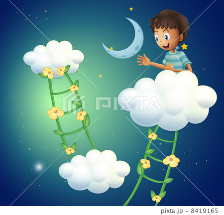 A happy boy at the top of the cloud 8419165