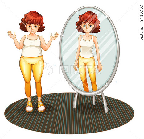 A fat girl and her skinny reflection 8419393