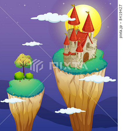 A castle at the topmost part of a landform 8419427