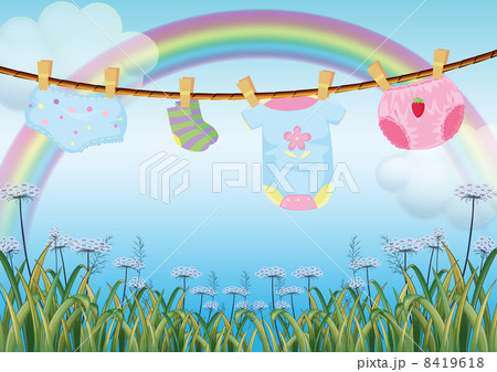 Hanging baby clothes under the rainbow Hanging baby clothes under the rainbow 8419618