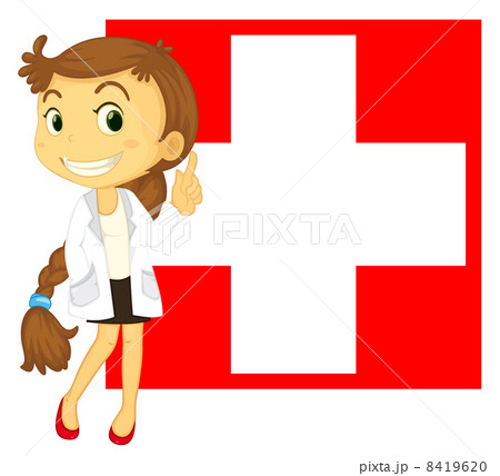The flag of Switzerland at the back of a doctor The flag of Switzerland at the back of a doctor 8419620