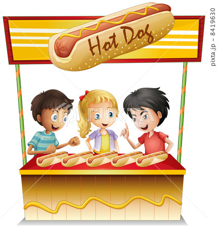 Three kids in a hotdog stand Three kids in a hotdog stand 8419630