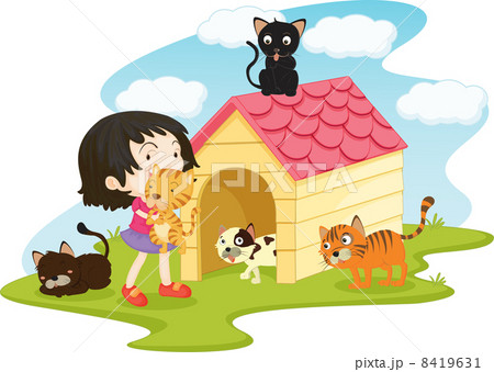 Girl with pet cats Girl with pet cats 8419631