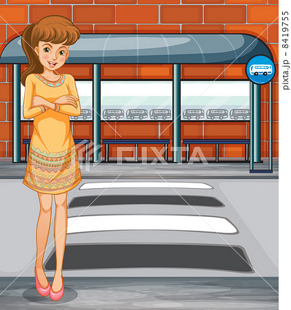 A woman near the pedestrian lane A woman near the pedestrian lane 8419755