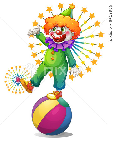 A clown above the inflatable ball 8419966