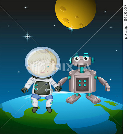 An astronaut beside a robot in the outer space An astronaut beside a robot in the outer space 8420057