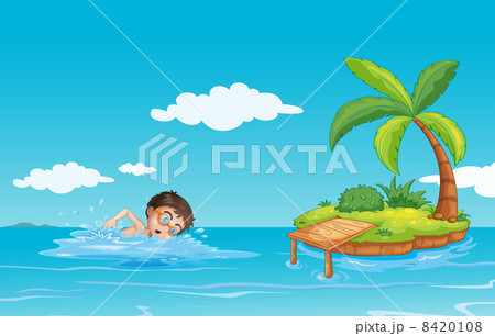 A boy swimming at the beach A boy swimming at the beach 8420108