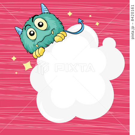 A hairy monster hiding at the back of an empty cloud template A hairy monster hiding at the back of an empty cloud template 8420161