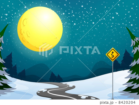 A long winding road under the bright full moon 8420204