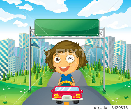 A girl in her car below an empty signage A girl in her car below an empty signage 8420358
