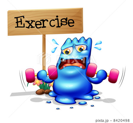 A monster exercising in front of the signboard 8420498