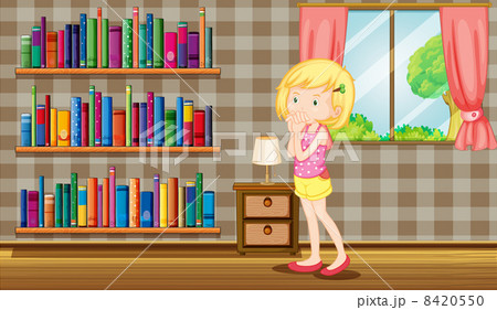 A girl inside a house full of books 8420550