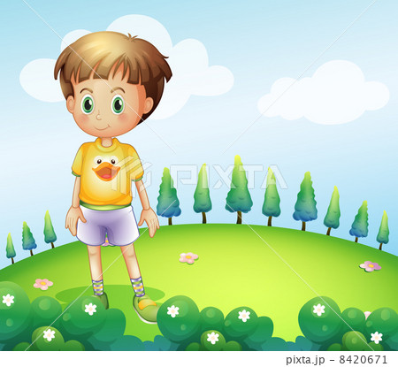 A kid standing at the hilltop A kid standing at the hilltop 8420671