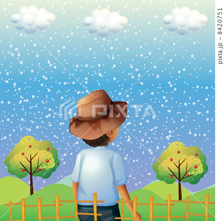 A boy watching the sky 8420751