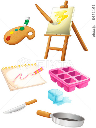 Painting materials with a knife and a pan 8421161