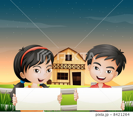 Two adorable kids with empty cardboards Two adorable kids with empty cardboards 8421264