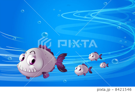 Four piranhas under the sea 8421546