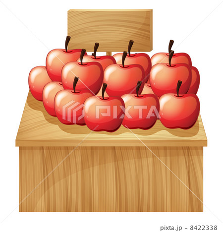 An apple fruitstand with an empty signage 8422338