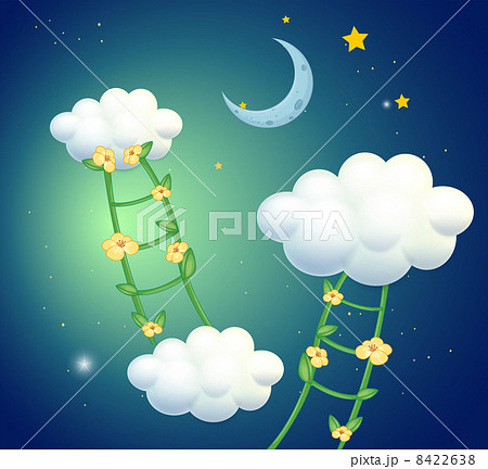 Green ladders with flowers going to the clouds Green ladders with flowers going to the clouds 8422638