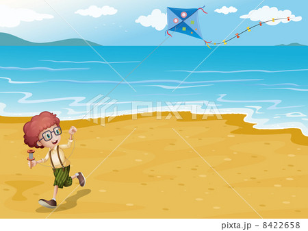 A beach with a boy playing A beach with a boy playing 8422658