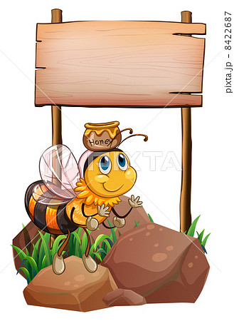 A bee above the rock near the empty signage A bee above the rock near the empty signage 8422687