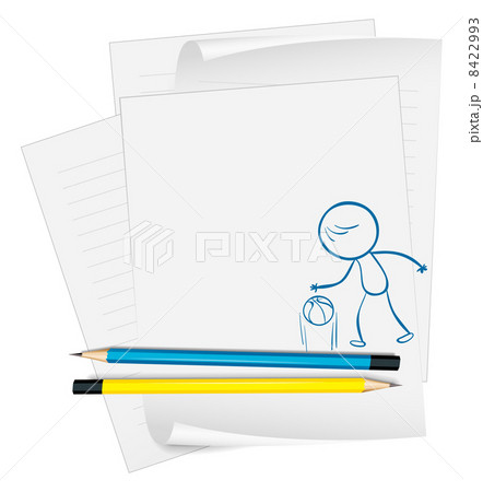 A paper with a sketch of a basketball player 8422993